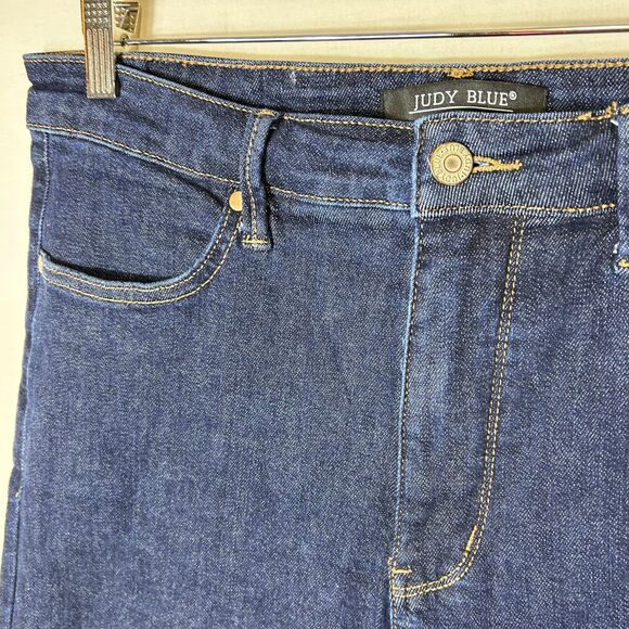 Judy Blue High Waist Dark Wash Tummy Control Wide Leg Crop Jeans Size 13/31 - Picture 5 of 14